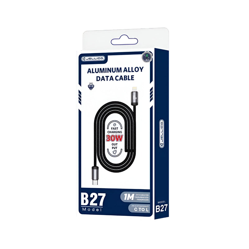 30W PD firm braided oplaad kabel USB C to lighting - Jellico B27