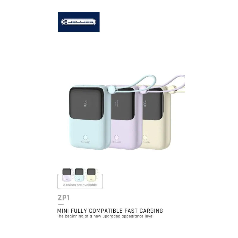 10,000 mAh PD + QC 22.5W, Fully Compatible -Jellico ZP1