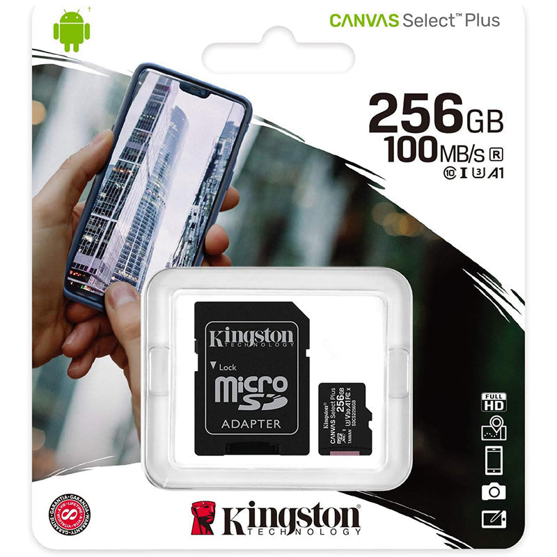 Kingston Canvas Select 256GB MicroSD UHS-I Klasse 10 Geheugenkaart - Hoge Snelheid Opslagoplossing