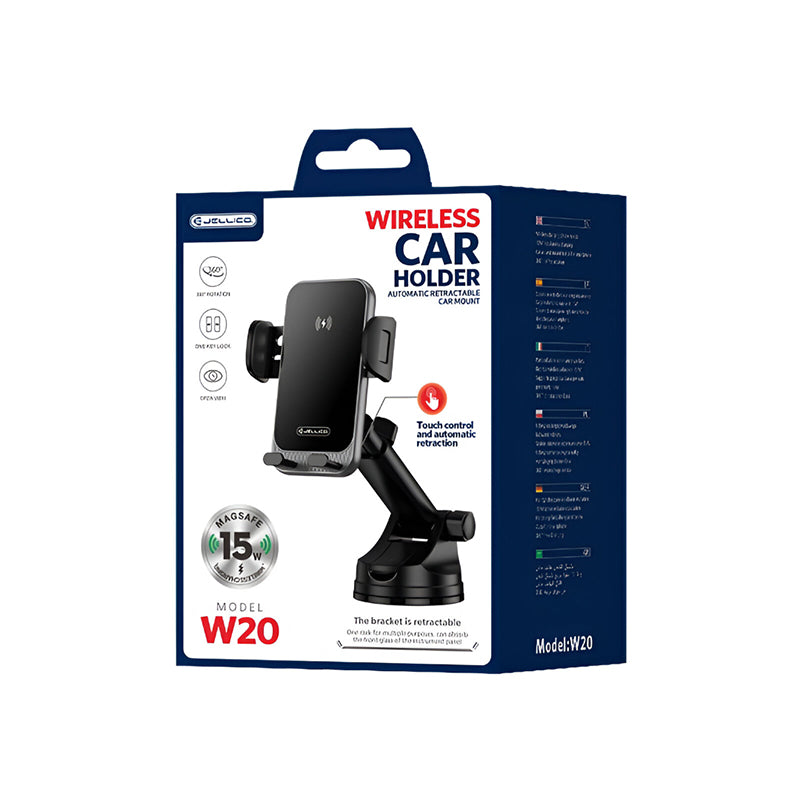 Draadloze autolader & telefoon houder 15W Jellico W20