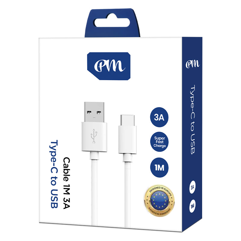 PM snel oplaad kabel USB naar Type-C – 1 Meter 3A