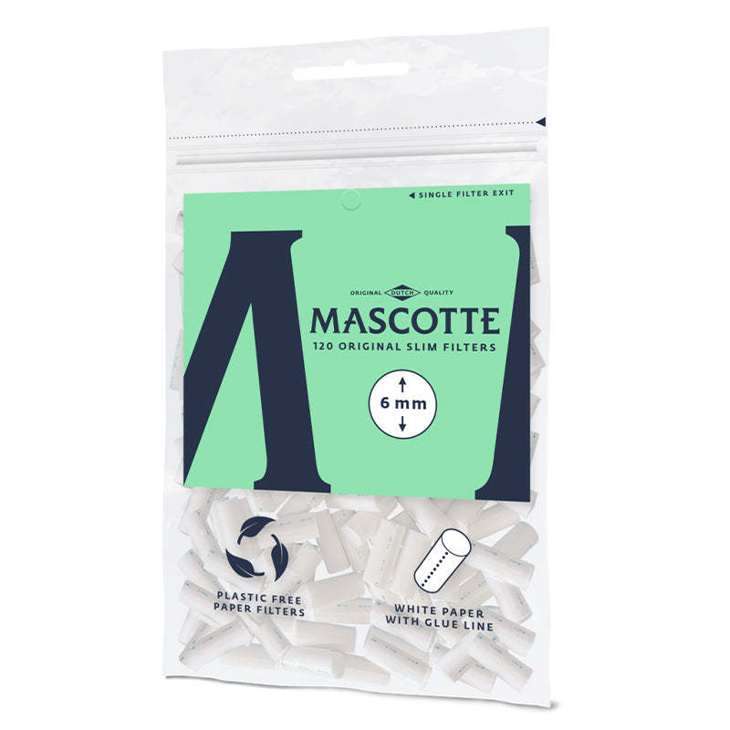 Mascotte 6mm Slim Filters – 120 Papieren Filters, Plasticvrij, met Lijnglijm
