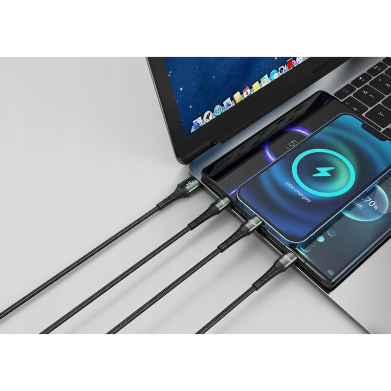 3 in 1 1.2M cable. One cable meets the needs of all mobile phones -Jellico B11