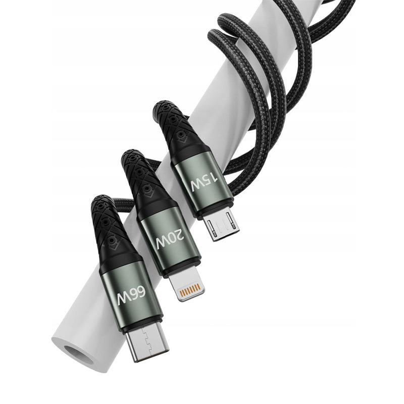3 in 1 1.2M cable. One cable meets the needs of all mobile phones -Jellico B11