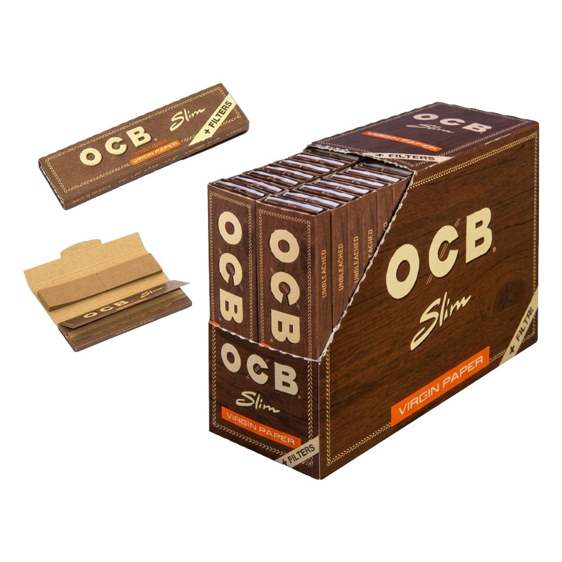 OCB Virgin Slim Vloei + Filtertips – Boekje 32 Vloeitjes + 32 Tips
