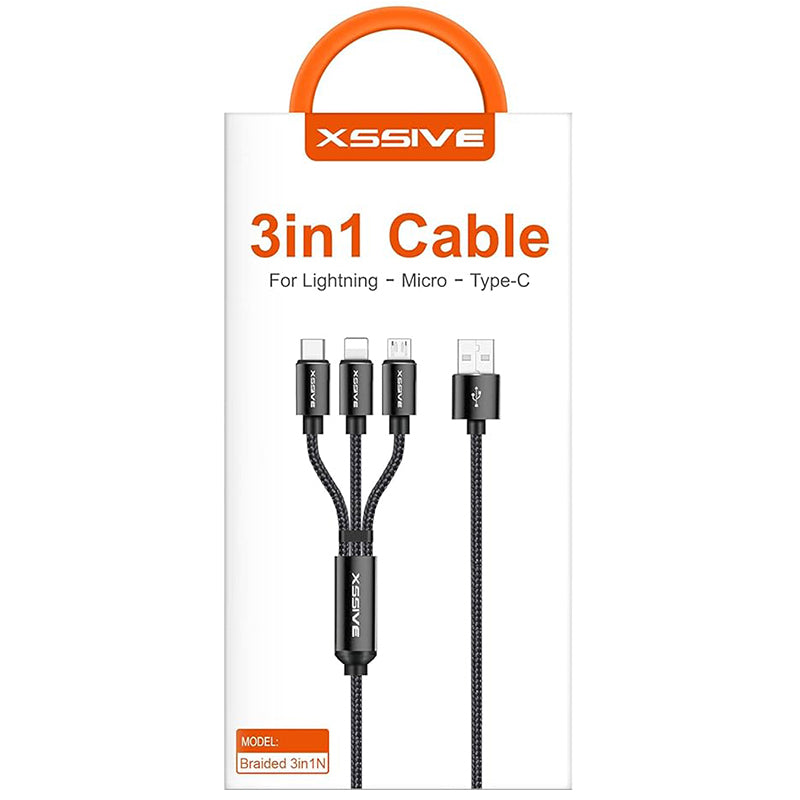 Xssive 3-in-1 Kabel voor Verlichting, Micro-USB en Type-C