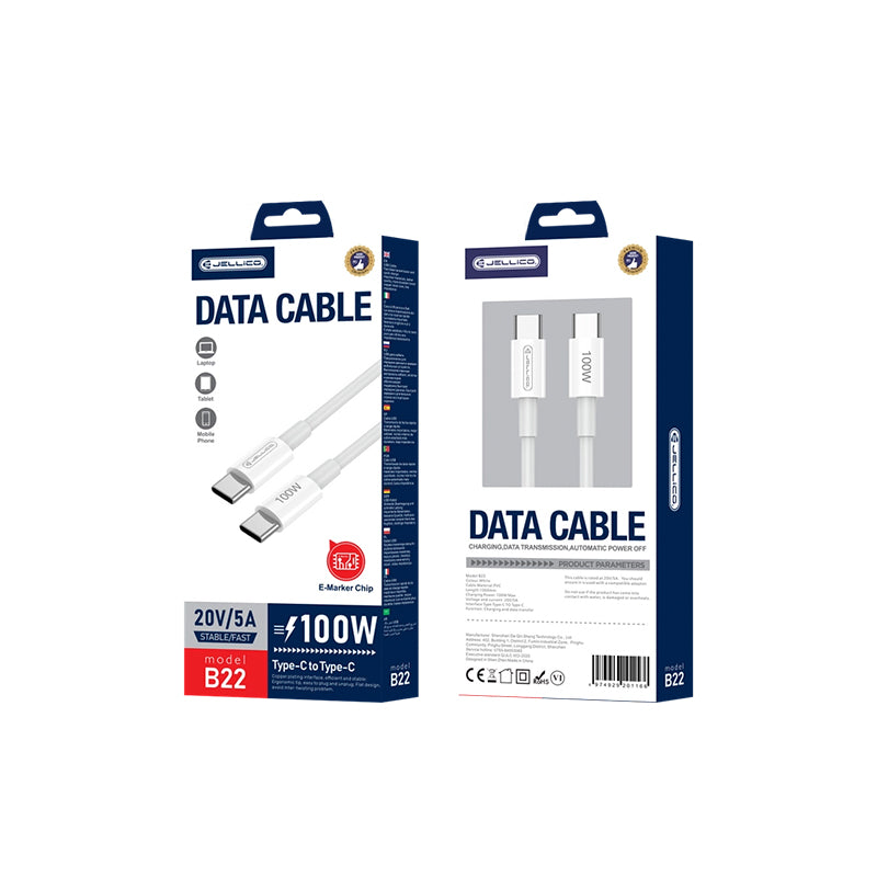100W PD Type C to Type C cabel, supporting to Laptop, tabel mobile phone -Jellico B22