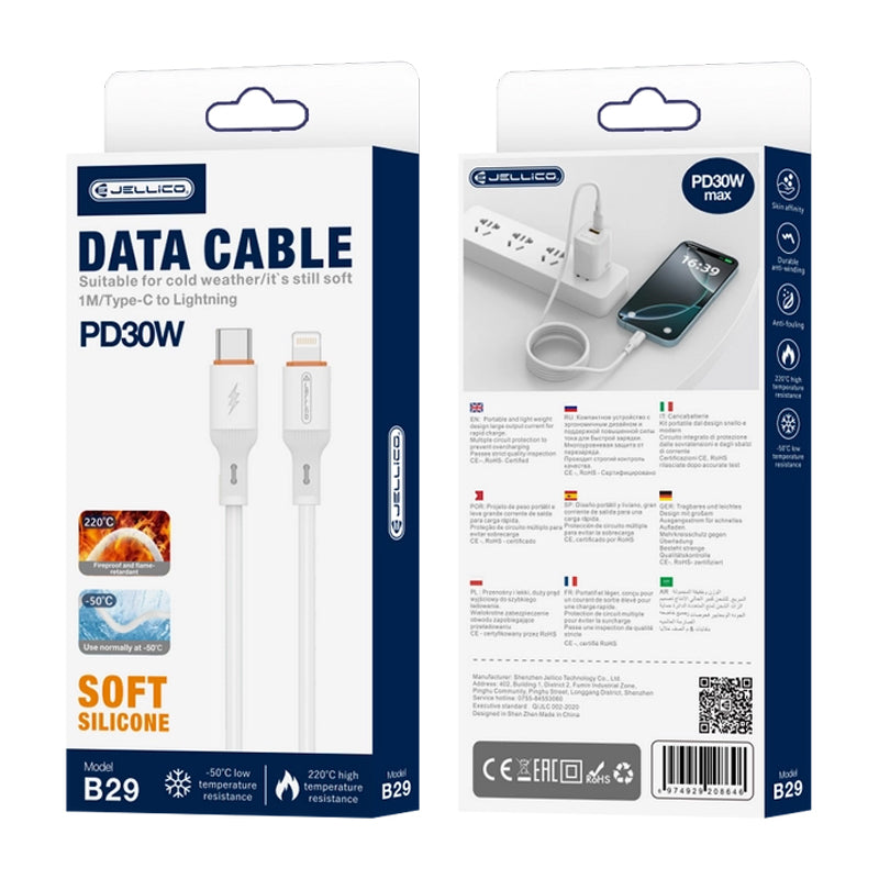 Jellico USB-C naar Lightning Kabel 30W – Wit, Model B29