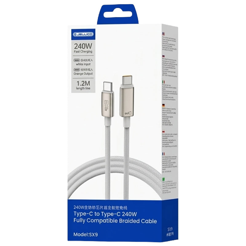 Jellico USB-C naar USB-C PD Kabel 240W – Wit, Model SX9