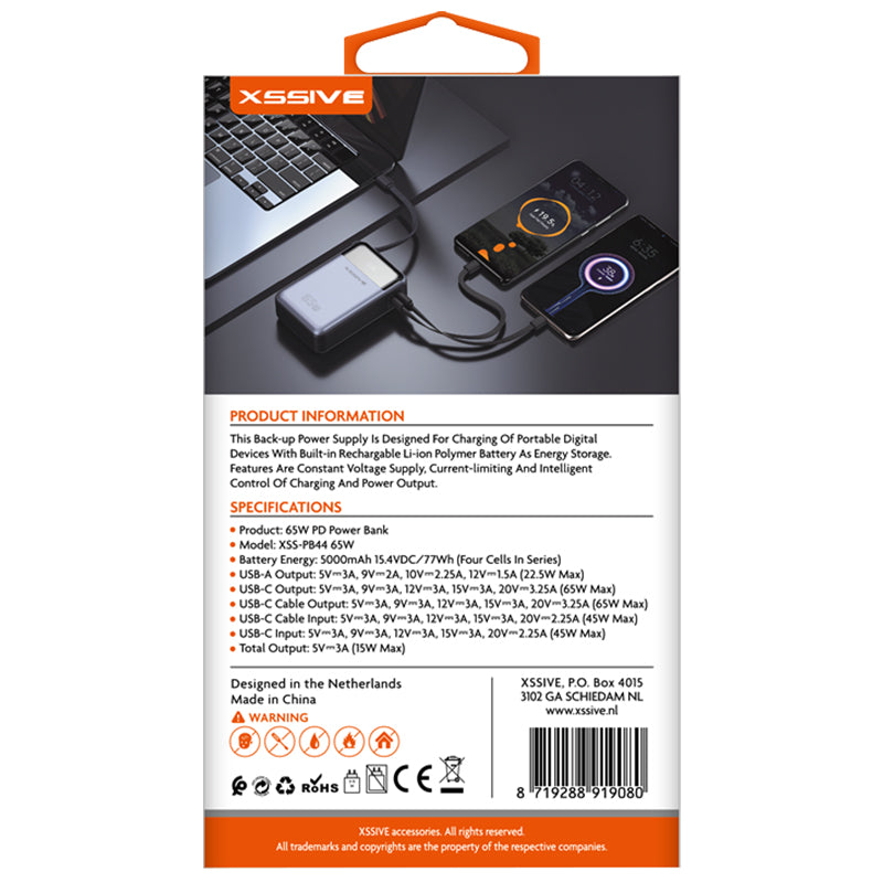 Xssive 65W PD Snelladende Powerbank – 20.000mAh (XSS-PB44)