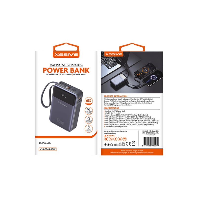 Xssive 65W PD Snelladende Powerbank – 20.000mAh (XSS-PB44)