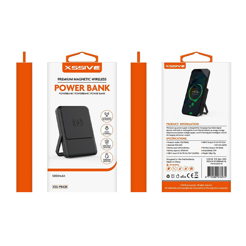 Xssive Premium Magnetic Wireless Mini Power Bank – 5,000mAh (XSS-PB42B) 