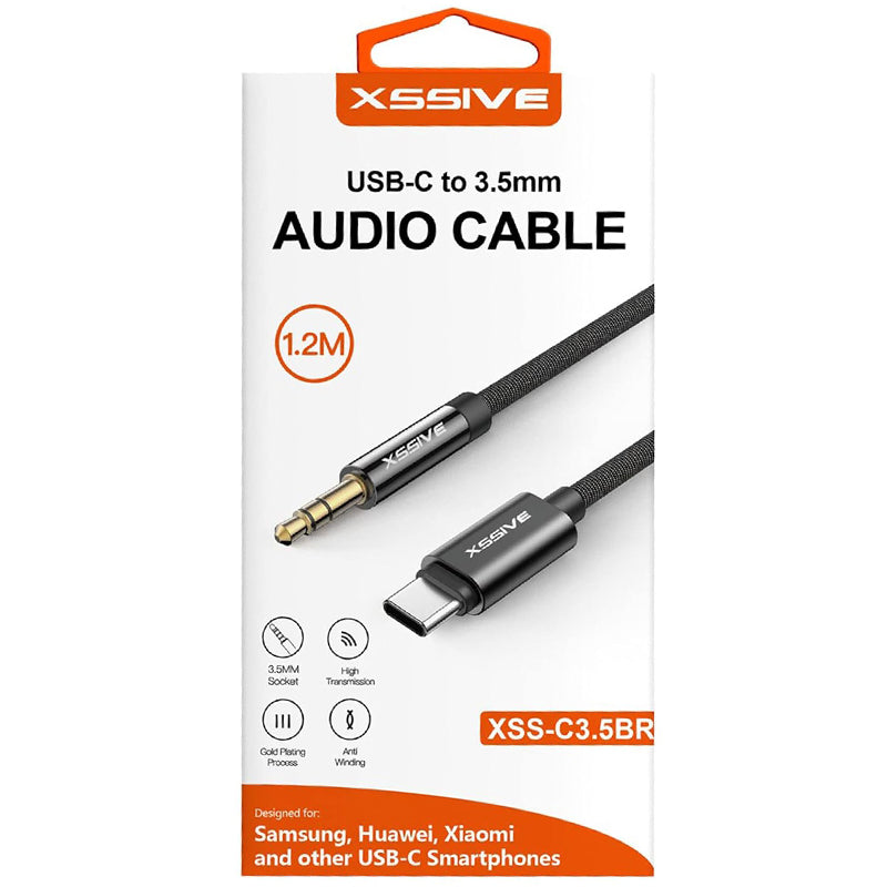 Xssive audio cable  Type-C naar Aux 3.5mm XSS-C3.5BR - Zwart