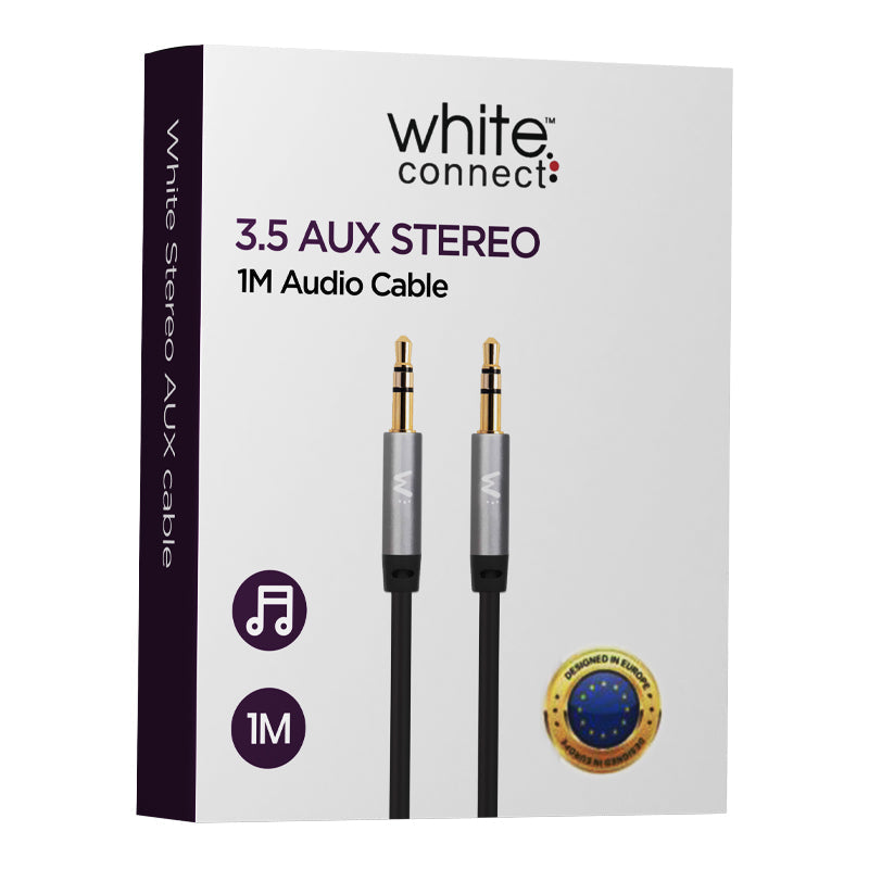 White Connect Aux audio kabel jack 3.5mm 1M