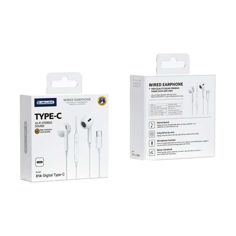 Jellico Bedrade USB-C Oordopjes – Wit X14