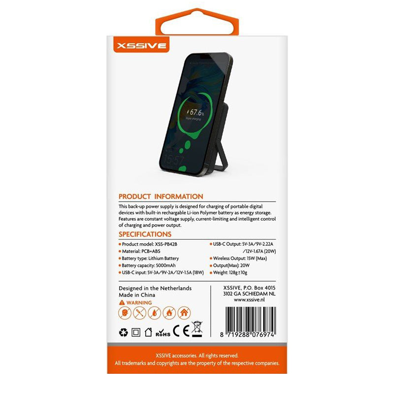 Xssive Premium Magnetic Wireless Mini Power Bank – 5,000mAh (XSS-PB42B) 