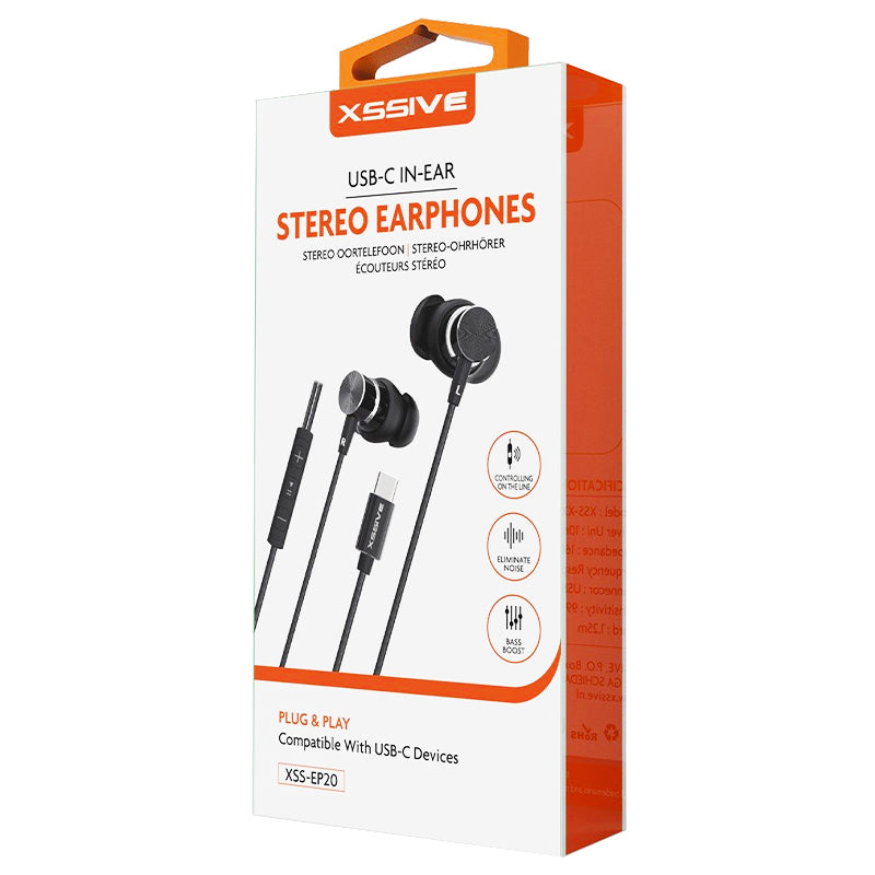 Xssive USB-C In-Ear Stereo Oordopjes – Zwart (XSS-EP20)