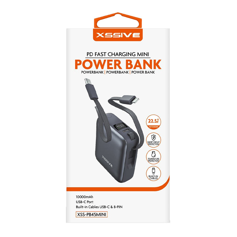 Xssive Mini Powerbank met Ingebouwde Kabel – 10.000mAh Snelladen (XSS-PB45 MINI)