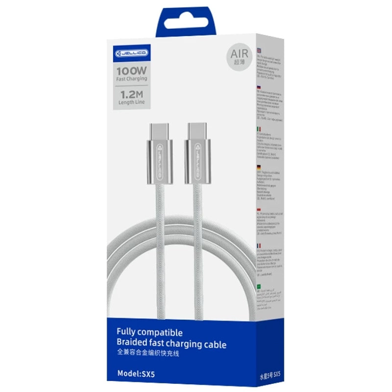 Jellico USB-C naar USB-C PD Kabel 66W – Wit, Model SX5