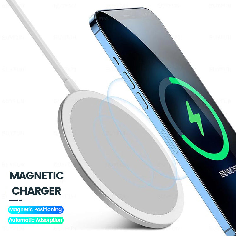 W11 Draadloze Oplader 15W | MagSafe Magnetisch, Aluminium + PC, Type-C Ingang – Wit - Jellico