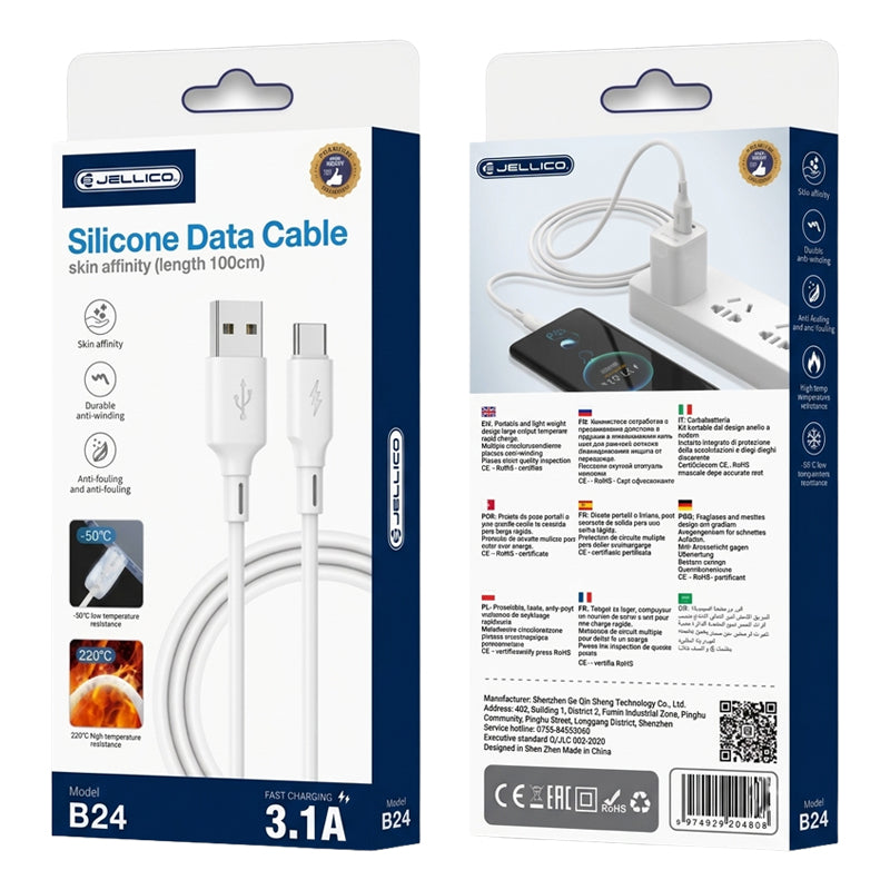 Jellico Siliconen USB-A naar Lightning Kabel 1m – 60W Snellaadkabel B24