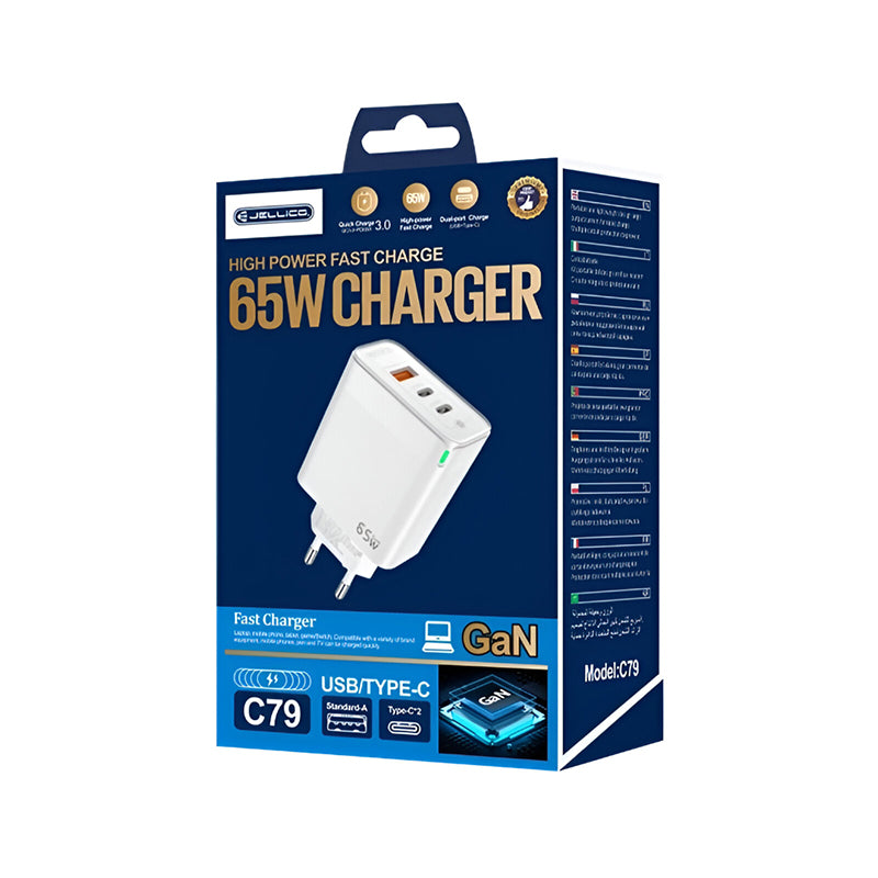 GaN PD+PD+QC 65W 3 fast ports adaptor C79 - Jellico