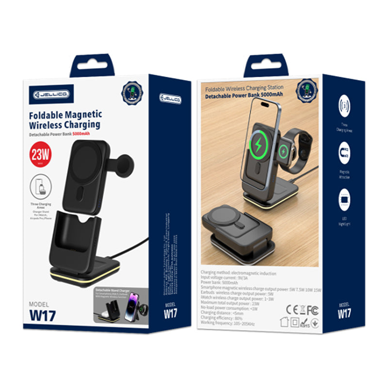 5-in-1 (fast wireless charger 3 modes, power bank 5.000mAh, phone holder) - Jellico W17