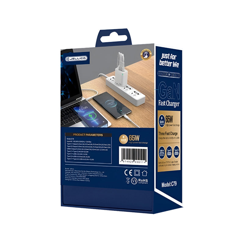 GaN PD+PD+QC 65W 3 fast ports adaptor C79 - Jellico