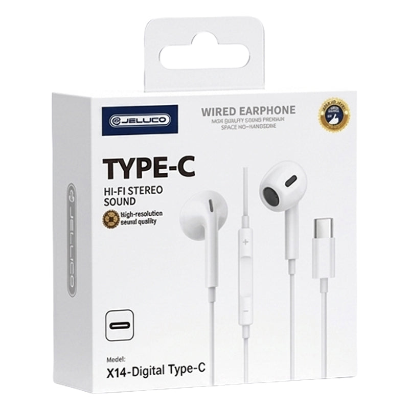 Jellico Bedrade USB-C Oordopjes – Wit X14