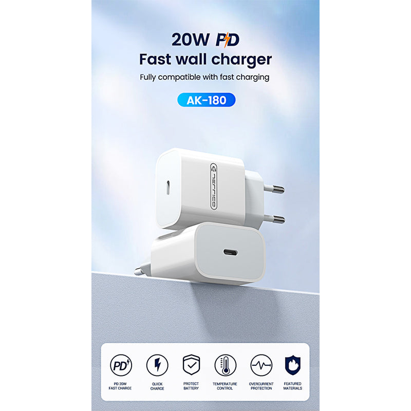 Jellico Wall charger AK180 20W(USB-C PD fast charger)