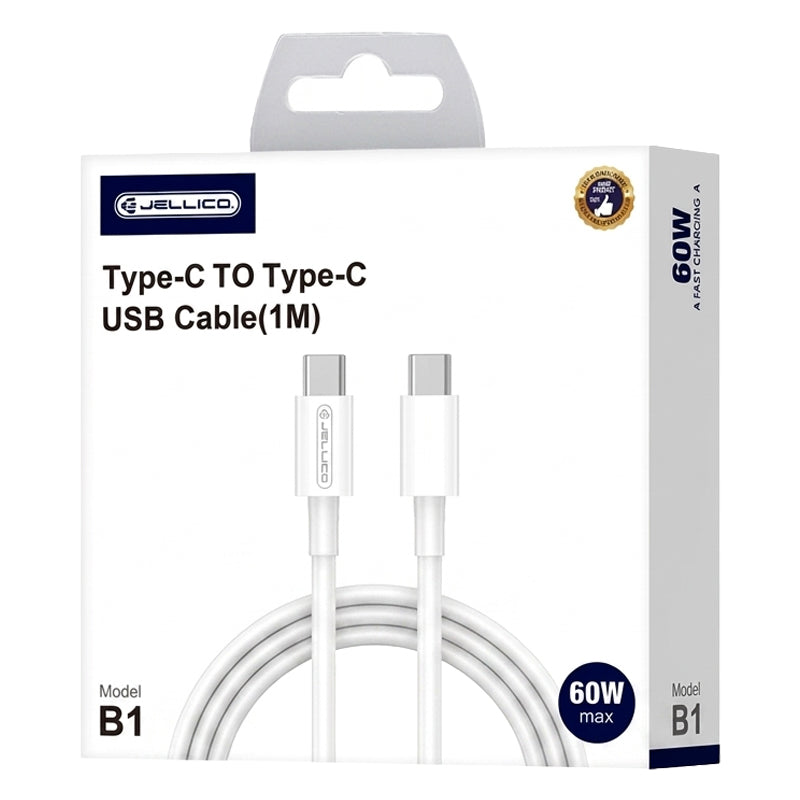 Jellico USB-C naar USB-C Kabel 2,4A – Wit, Model B1