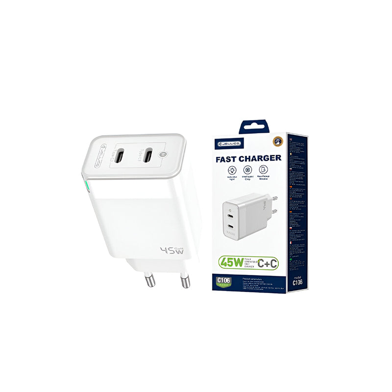 GaN PD+PD 45W 2 ports fast charging Adaptor - Jellico C106
