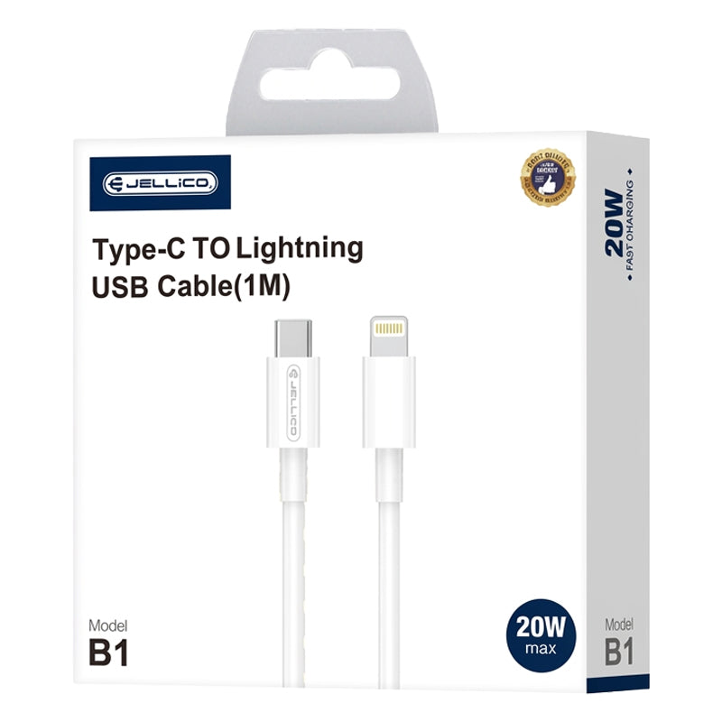 Jellico USB-C naar Lightning Kabel 2,4A – Wit, Model B1