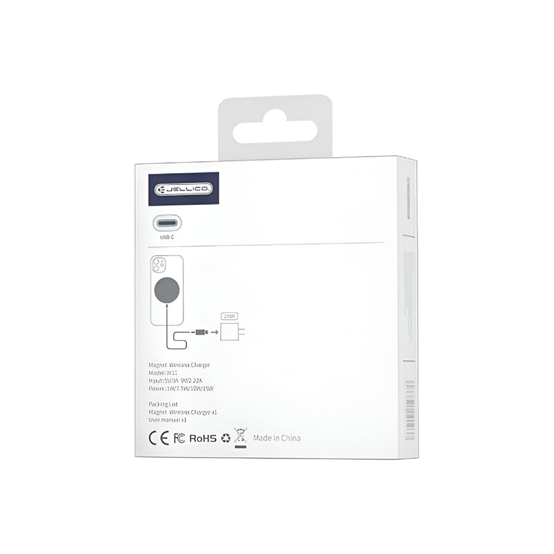 W11 Draadloze Oplader 15W | MagSafe Magnetisch, Aluminium + PC, Type-C Ingang – Wit - Jellico