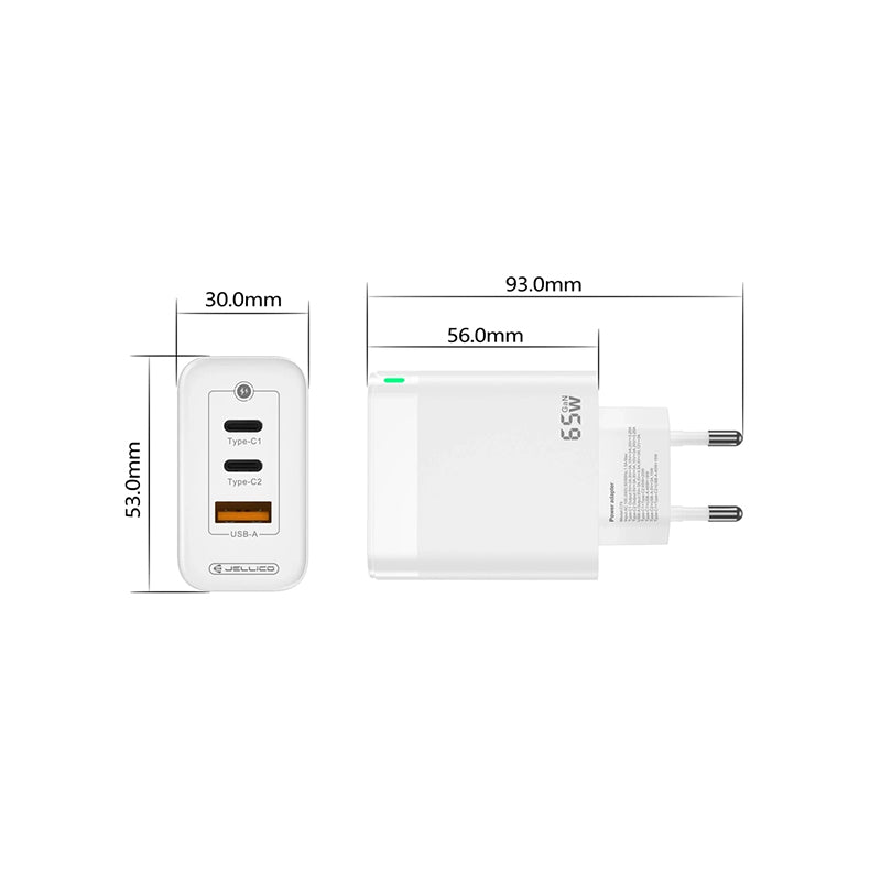 GaN PD+PD+QC 65W 3 fast ports adaptor C79 - Jellico