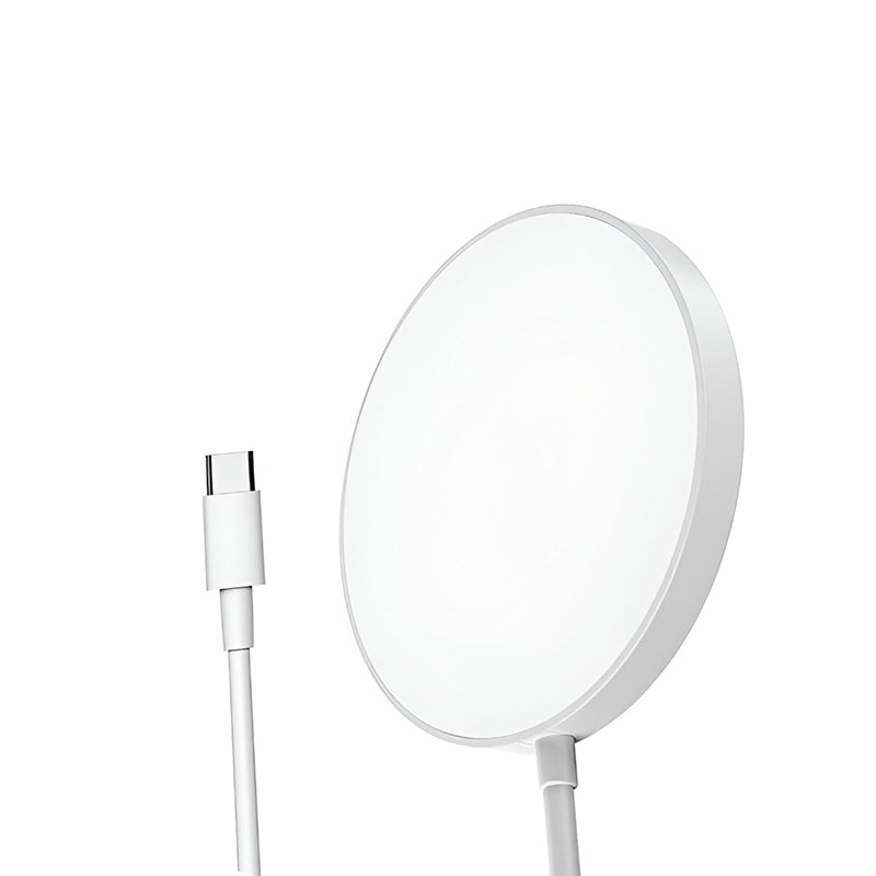 W11 Draadloze Oplader 15W | MagSafe Magnetisch, Aluminium + PC, Type-C Ingang – Wit - Jellico