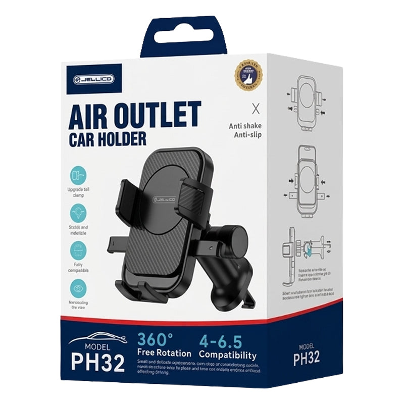 Jellico Telefoonhouder met Ventilatieclip – Zwart PH32