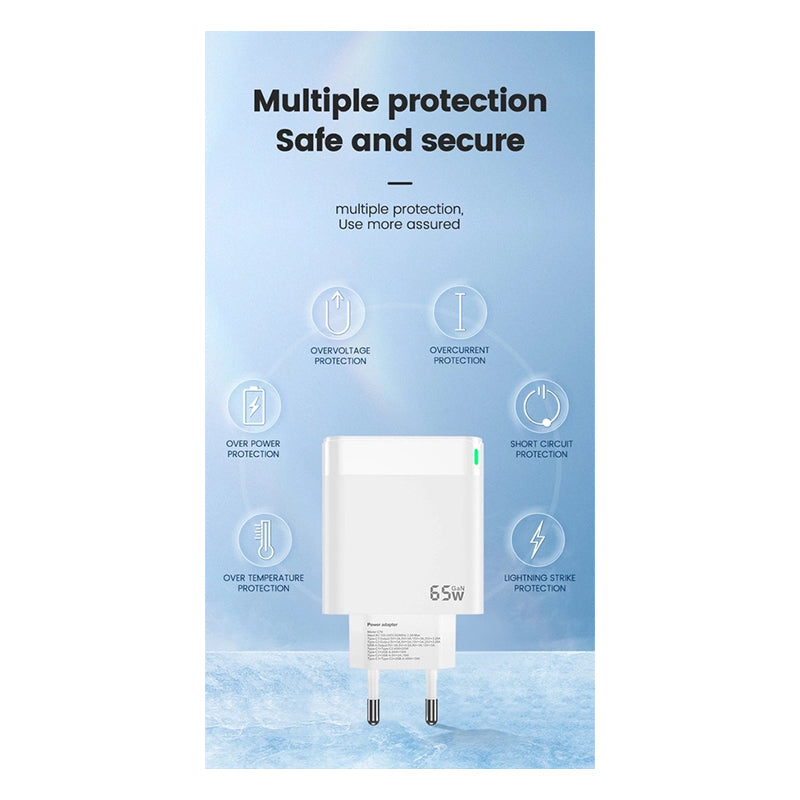 GaN PD+PD+QC 65W 3 fast ports adaptor C79 - Jellico