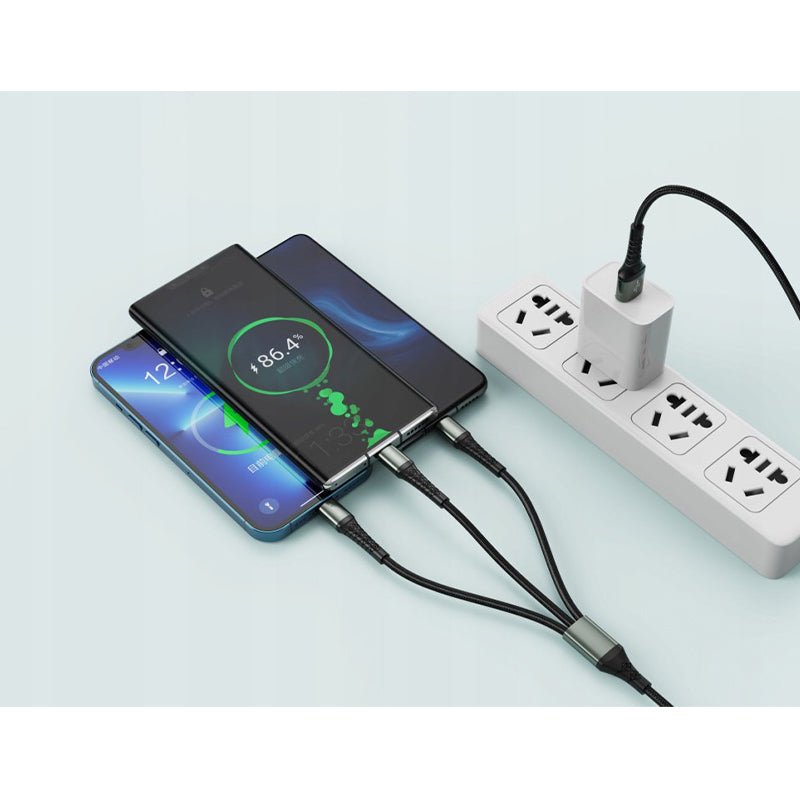3 in 1 1.2M cable. One cable meets the needs of all mobile phones -Jellico B11