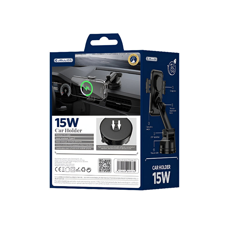 Draadloze autolader & telefoon houder 15W Jellico W20