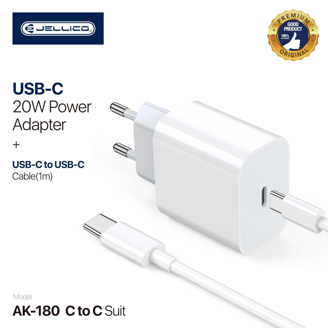 Jellico complete charger USB C with type C to C cable (AK 180 kit))