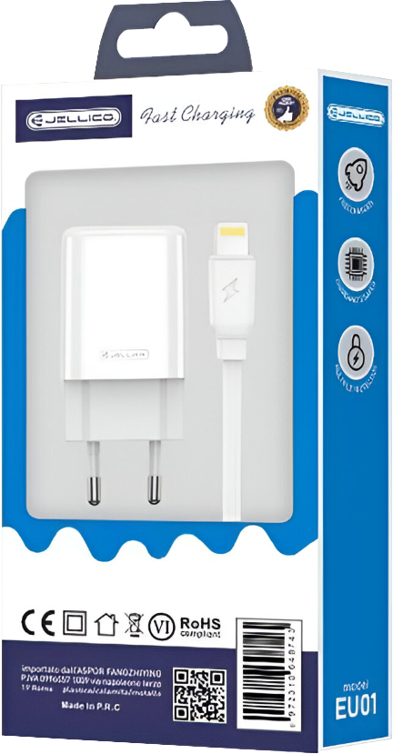 Jellico EU01 Charger Kit – USB-A to Lightning Cable + 12W Adapter | White