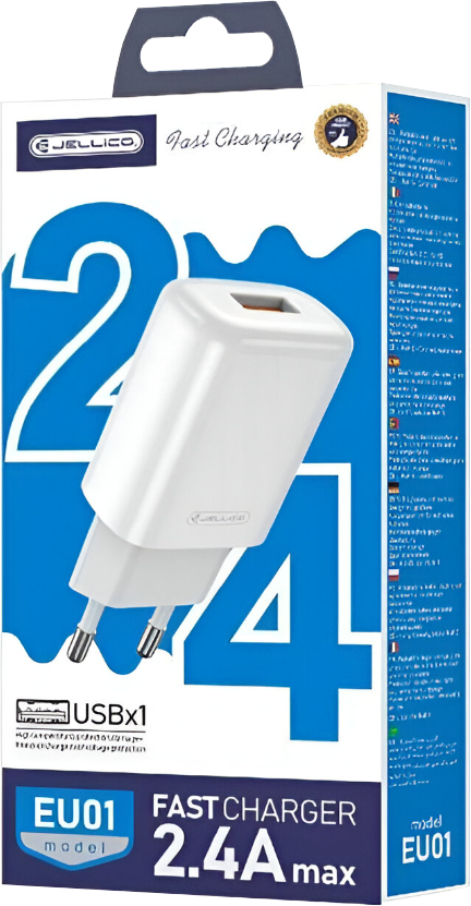 Jellico EU01 Charger Kit – USB-A to Lightning Cable + 12W Adapter | White