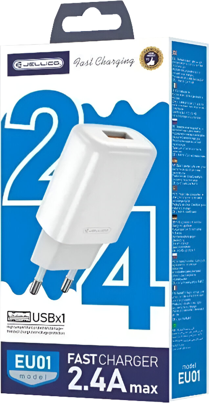 Jellico Complete wall charger EU01 Kit 2.4A – (USB-A poort + Type-C Kabel)