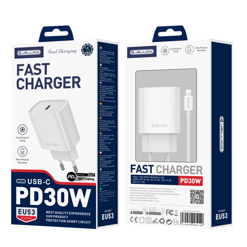 JELLICO Wall Charger EU53 30W PD – (USB-C adaptor)