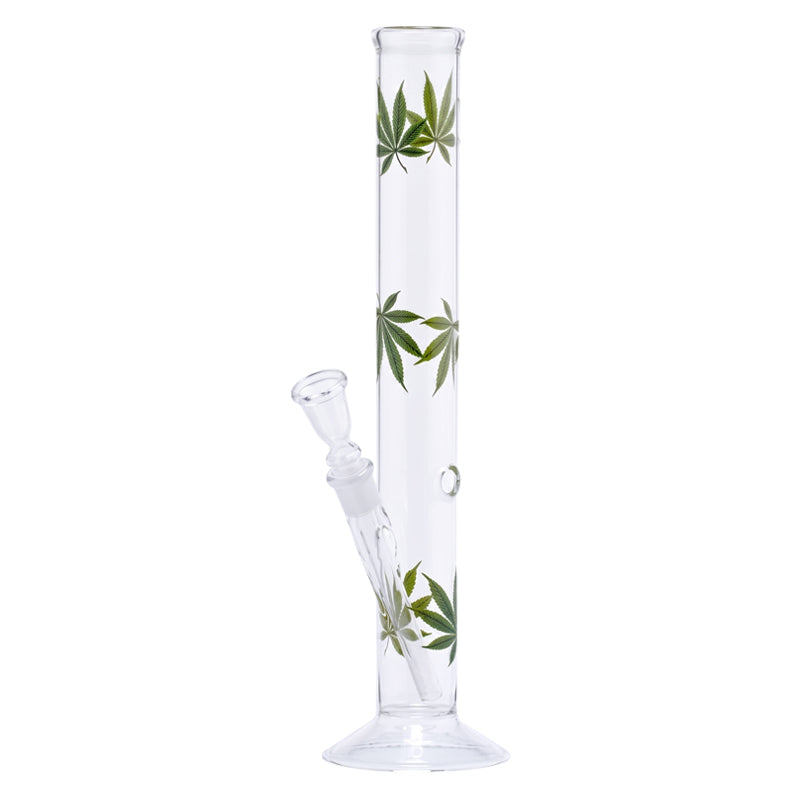 Glazen Bong met Blad Design 40cm – 45mm Buis – 18,8mm Aansluiting