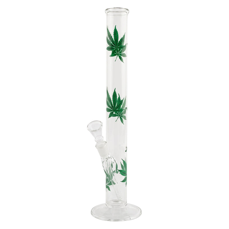 Glazen Bong met Blad Design 30cm – Ø40mm – 14,5mm Aansluiting Waterpijp