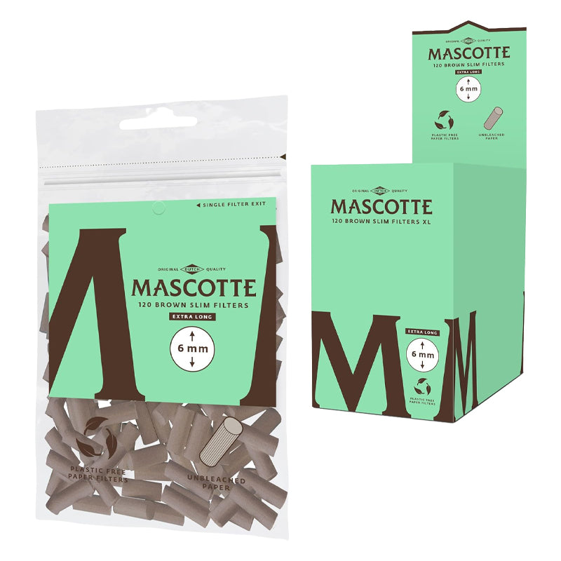 Mascotte 6mm Brown Slim Filters – 120 Papieren, Plasticvrije Filter Tips