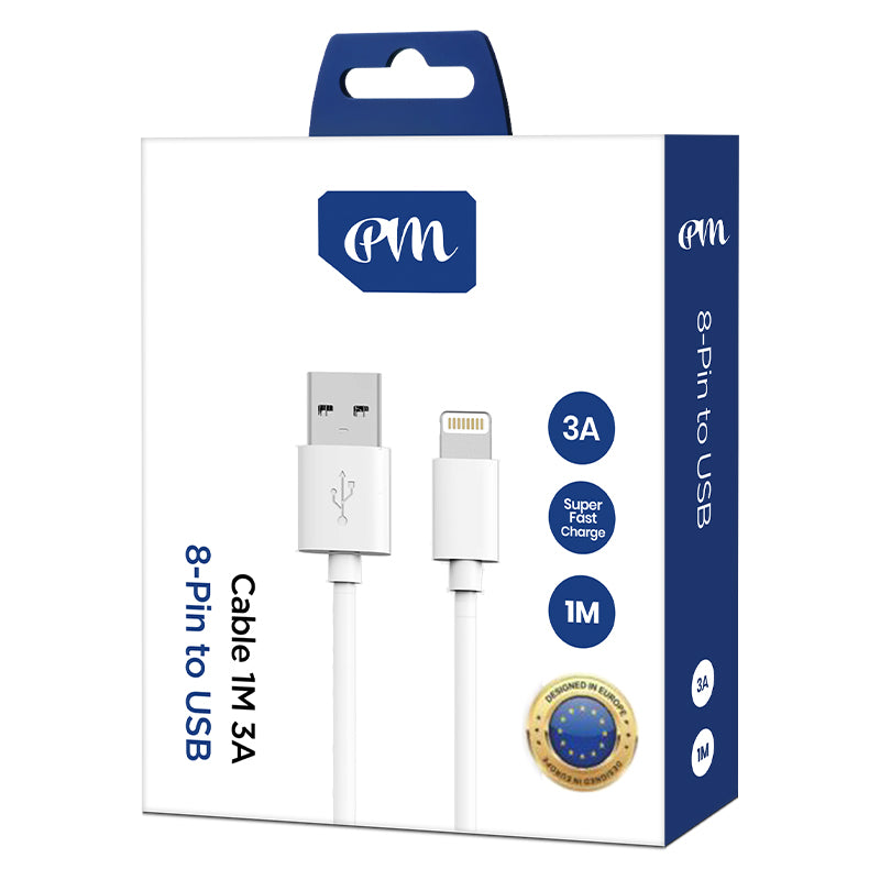 PM snel oplaad kabel USB naar lighting  – 1 Meter 3A