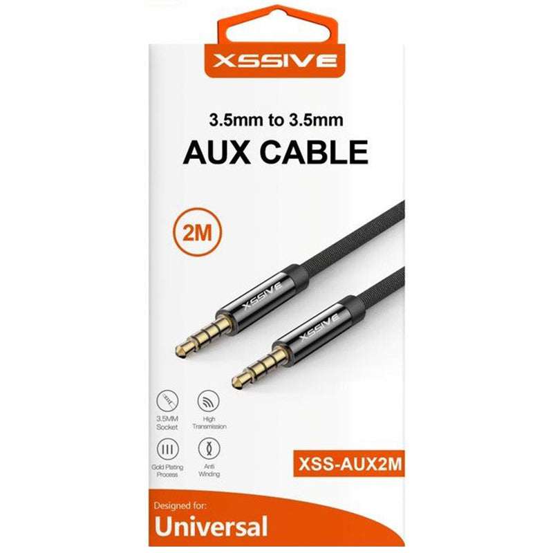 Xssive 3.5mm Aux Audiokabel – 2m Stereo Jack naar Jack Kabel – Geschikt voor Auto, Koptelefoon, Speaker, Telefoon – XSS-AUX2M